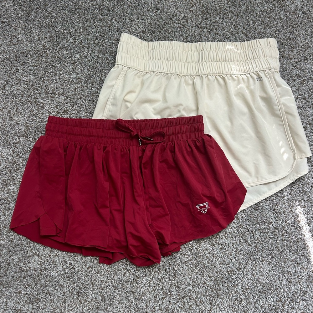 Red and DSG Cream Athletic Shorts